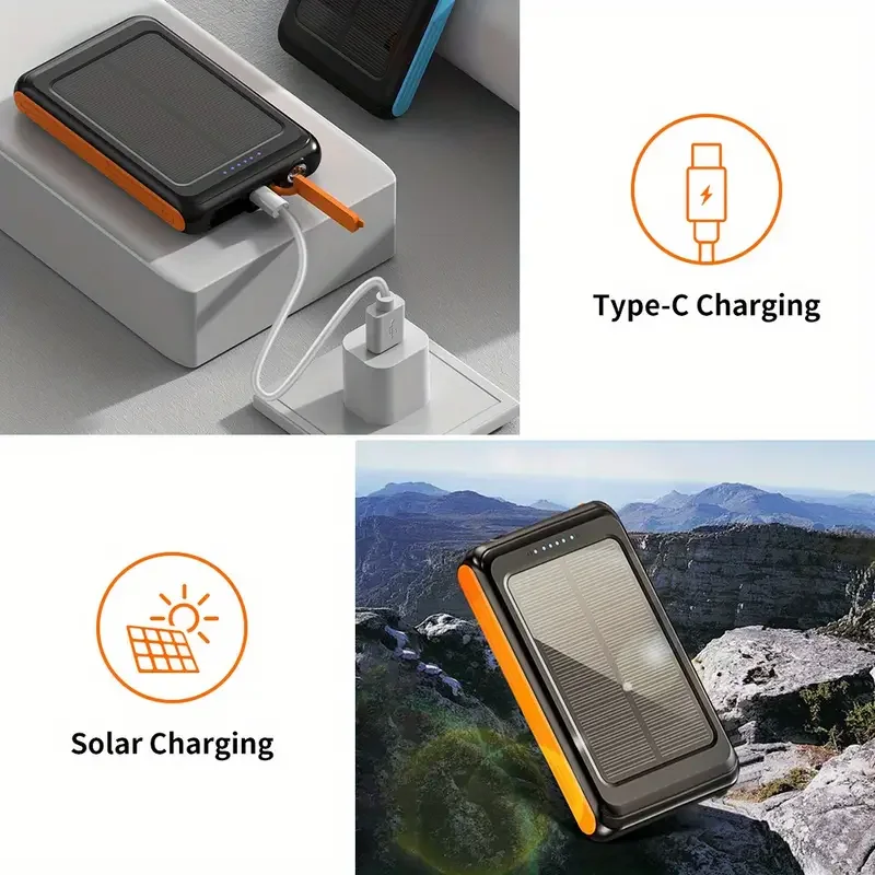 5000mAh Magnetic Wireless Charger Power Bank Solar Outdoors Charge Portable External Battery for iPhone 16 15 14 13 xiaomi