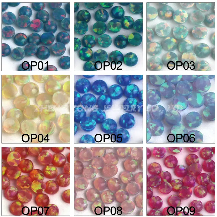 

20pcs Flat Back Beads for Jewelry Making Round Shaped Synthetic Opal OP01-OP10