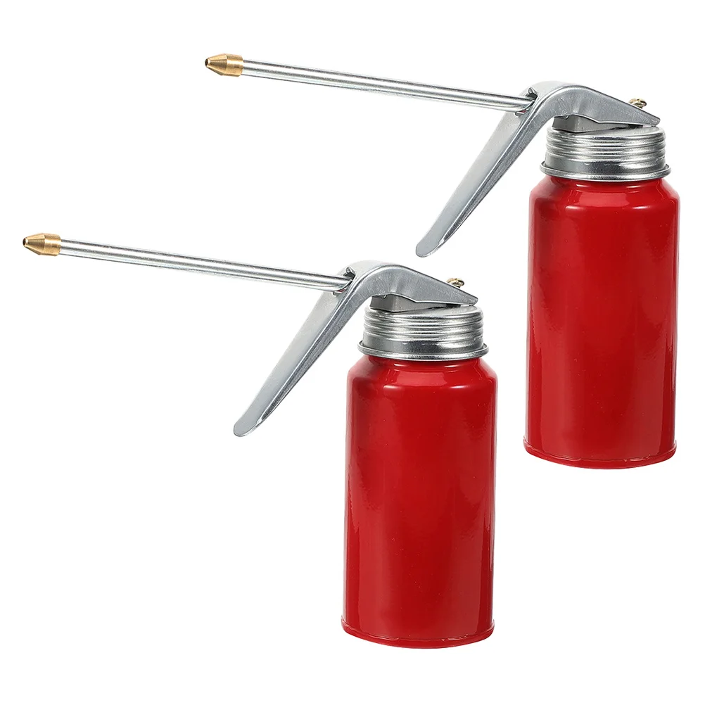 2Pcs Manual Pump Oil Can Metal Oiler Container Refillable for Motorcycle Engine Lubrication Portable Handheld Oil Bottle