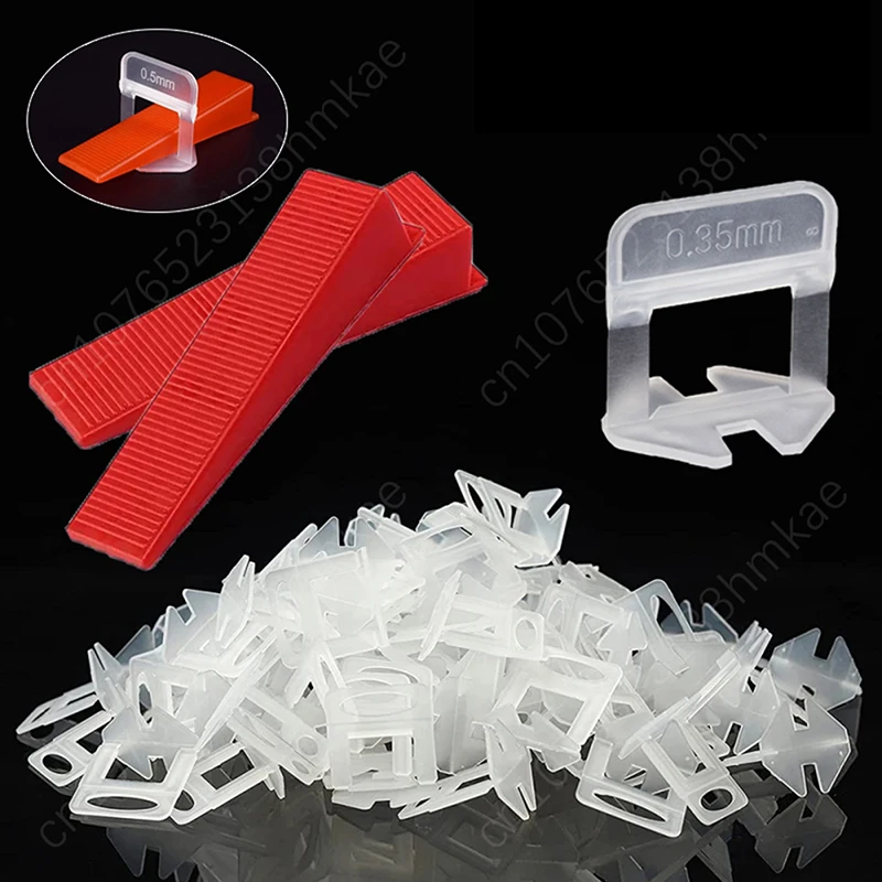 100 Buah Sistem Perataan Ubin 0.35Mm 0.5Mm Perangkat Perata Ubin Dasar Perata Ubin Alat Konstruksi Wedges Klem Shims Perata Ubin
