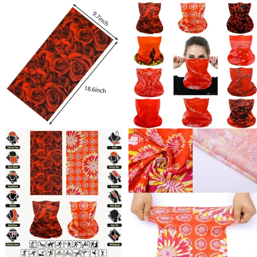 

Neck Gaiter Masks Tube Scarf,Seamless Bandanas Buffs Gators,Ourdoor Face Mask Face Covering Multi Headwear, 10 Pack