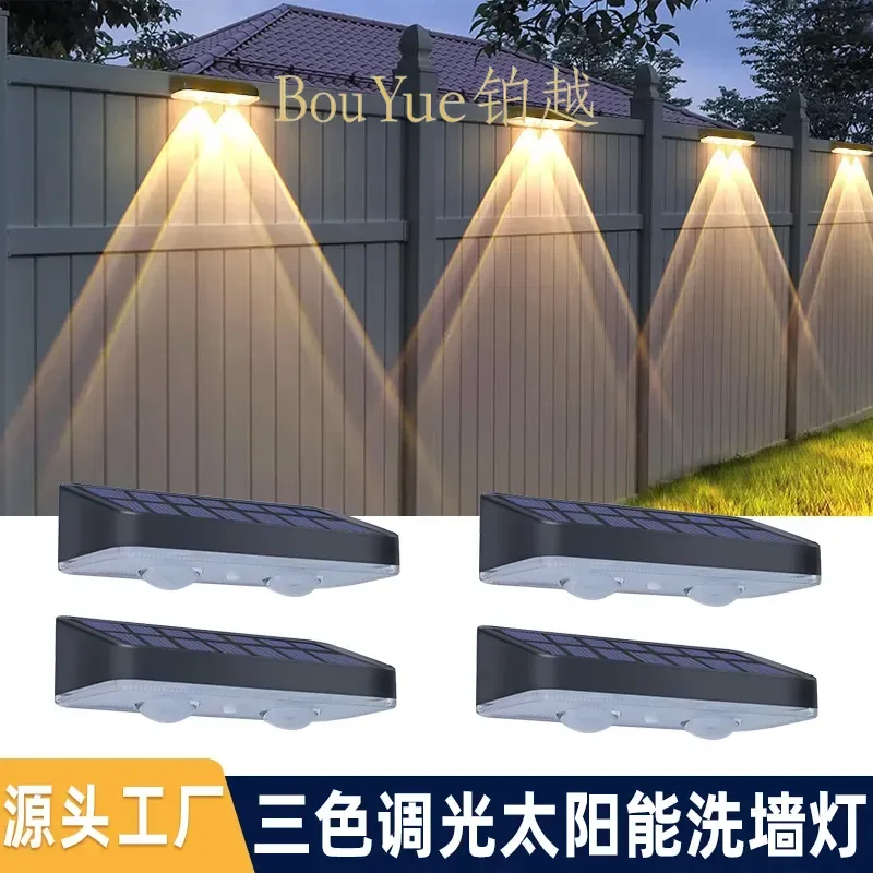 Custom Solar Wall Washer Light Outdoor 3 Color Dimming Atmosphere Landscape Lamp for Courtyard Balcony Fence Garden