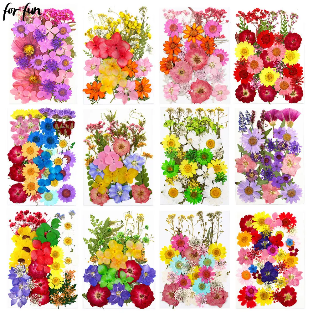 For Fun 40 Styles Dried Flowers Epoxy Resin Mold Fillings DIY UV Nail Art Pressed Flower Home Decor Handicraft Making Material