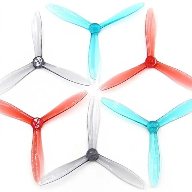 12PCS 4 Inch 3-Blade Transparent Crystal Propellers T4944, CW /CCW Hard Crash Resistant Blades for Racing Drone