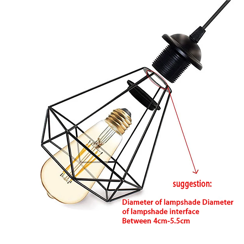 Lampa Edison w stylu Vintage E27 gwint do zawieszenia oprawa oświetleniowa pełny ząb dopasowany do klosza uchwyt żarówki sufitu przemysłowego