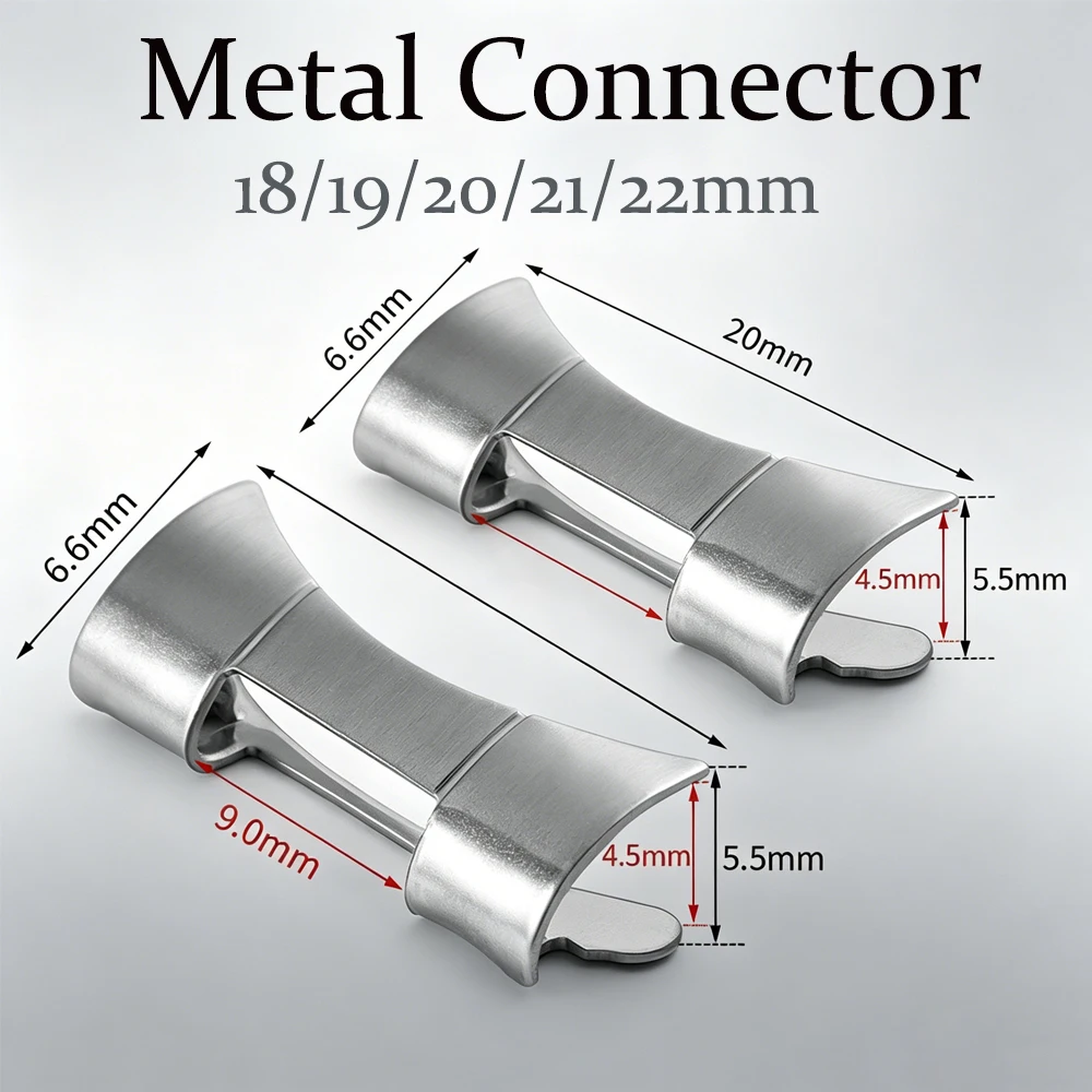2pcs Connector Stainless Steel for Oyster for Seiko SKX009 SKX007 Strap 18/19/20/21/22mm Metal Curved End Watch Tools Accessory