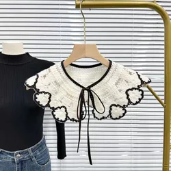 Bambola di pizzo rimovibile collare finto donna cravatta donna scialle bianco avvolgere risvolto ricamato staccabile colletto falso accessorio per vestiti