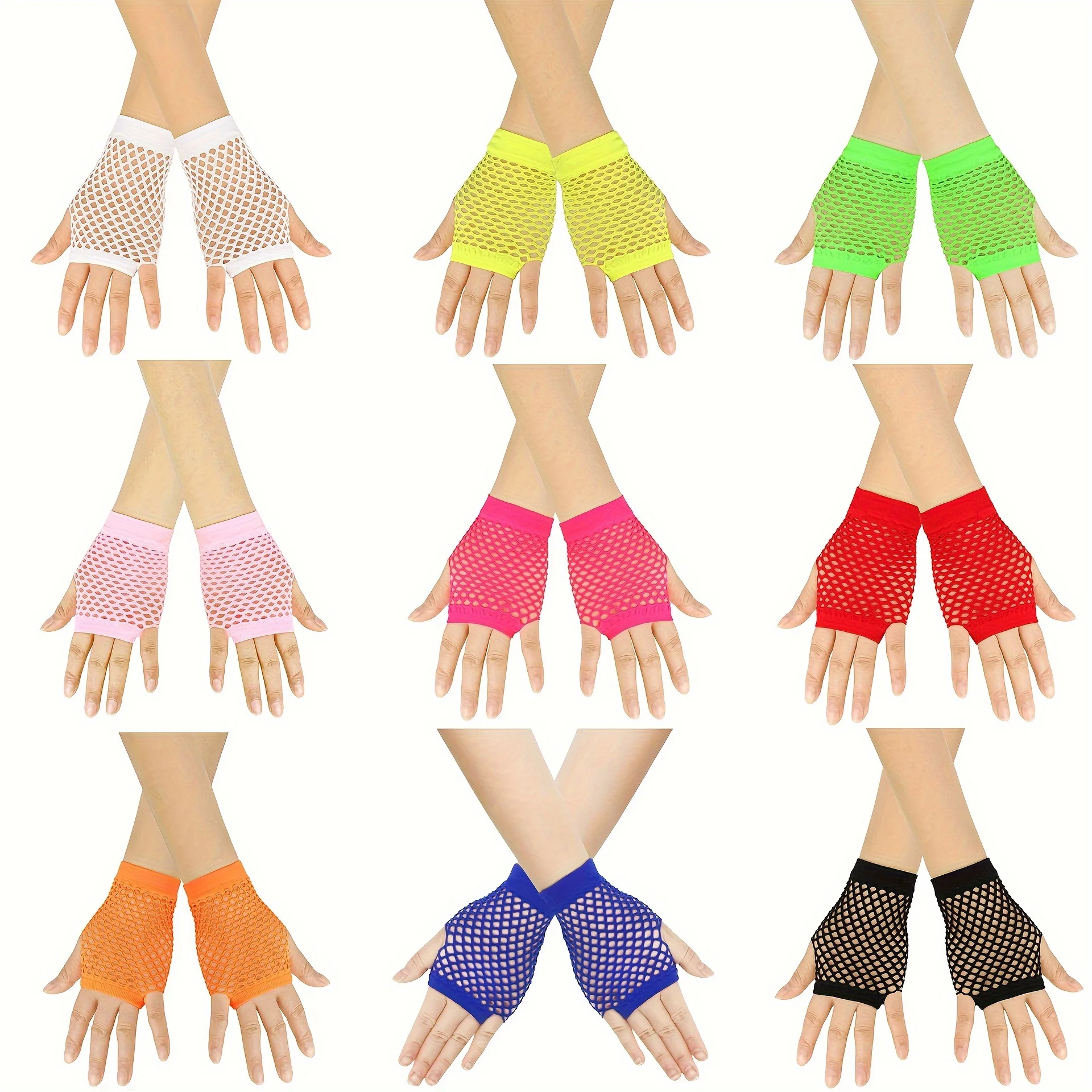 

1Pair New Fishnet Gloves Red Black Girl Sheer Mesh Mittens Gloves Adult Woman Disguise Rock Fancy Night Club Party Sexy Fashion