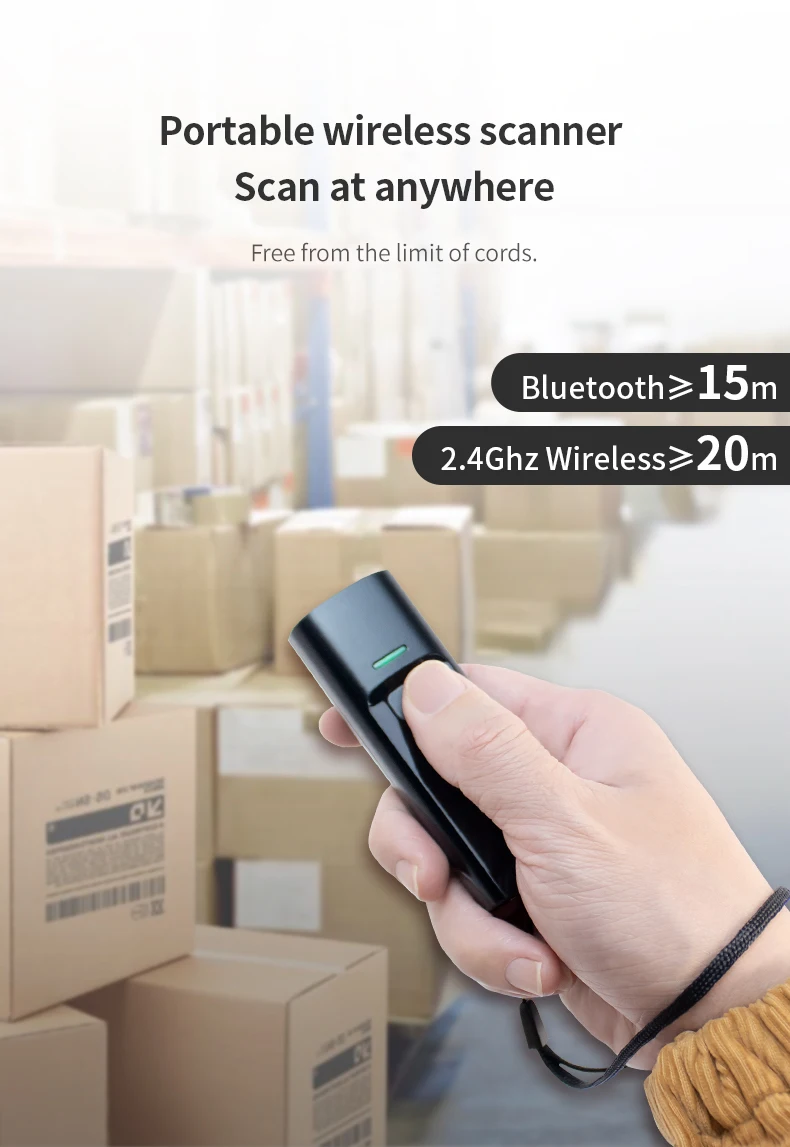 2025, neuer P2300 2D QR Wireless Bluetooth Pocket Barcode QR Mini Scanner mit Ladestation