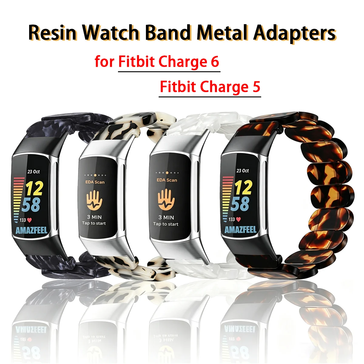 Harz-Armbänder für Fitbit Charge 6/Charge 5, Ersatz-Armband für Damen und Herren, Ersatzarmband für Fitbit Charge 6 Fitness-Tracker