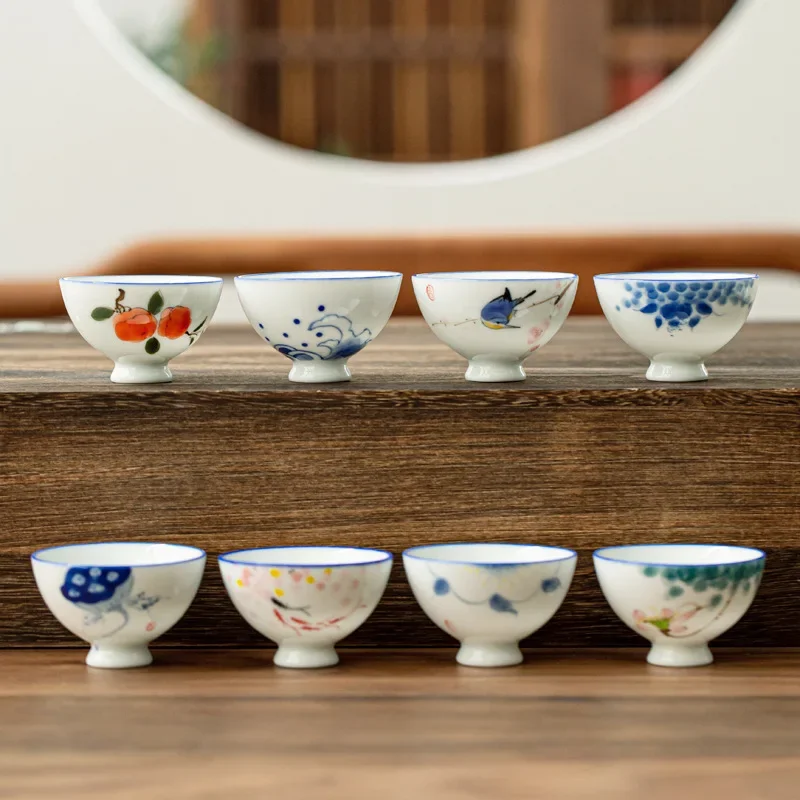 Hand Painted Ceramic Cups, Kung Fu Tea Cup, Sweet White Porcelain Master, Personal Household Savoring Single Retro Landscape