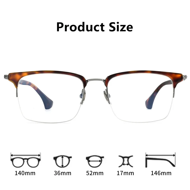 Classic large frame pure titanium optical glasses frame prescription glasses for myopia, non spherical resin lenses CR-39