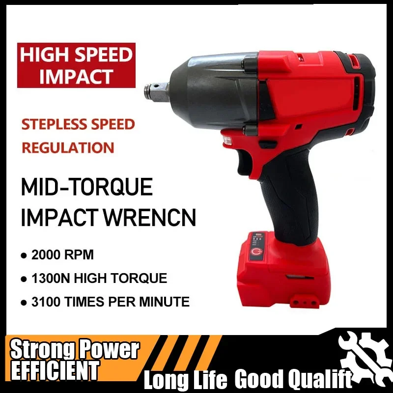 

Hot 18V Battery 1300NM Cordless Electric WrenchLarge Tool Torque Brushless Impact Wrench Car Truck Repair For Milwaukee Power