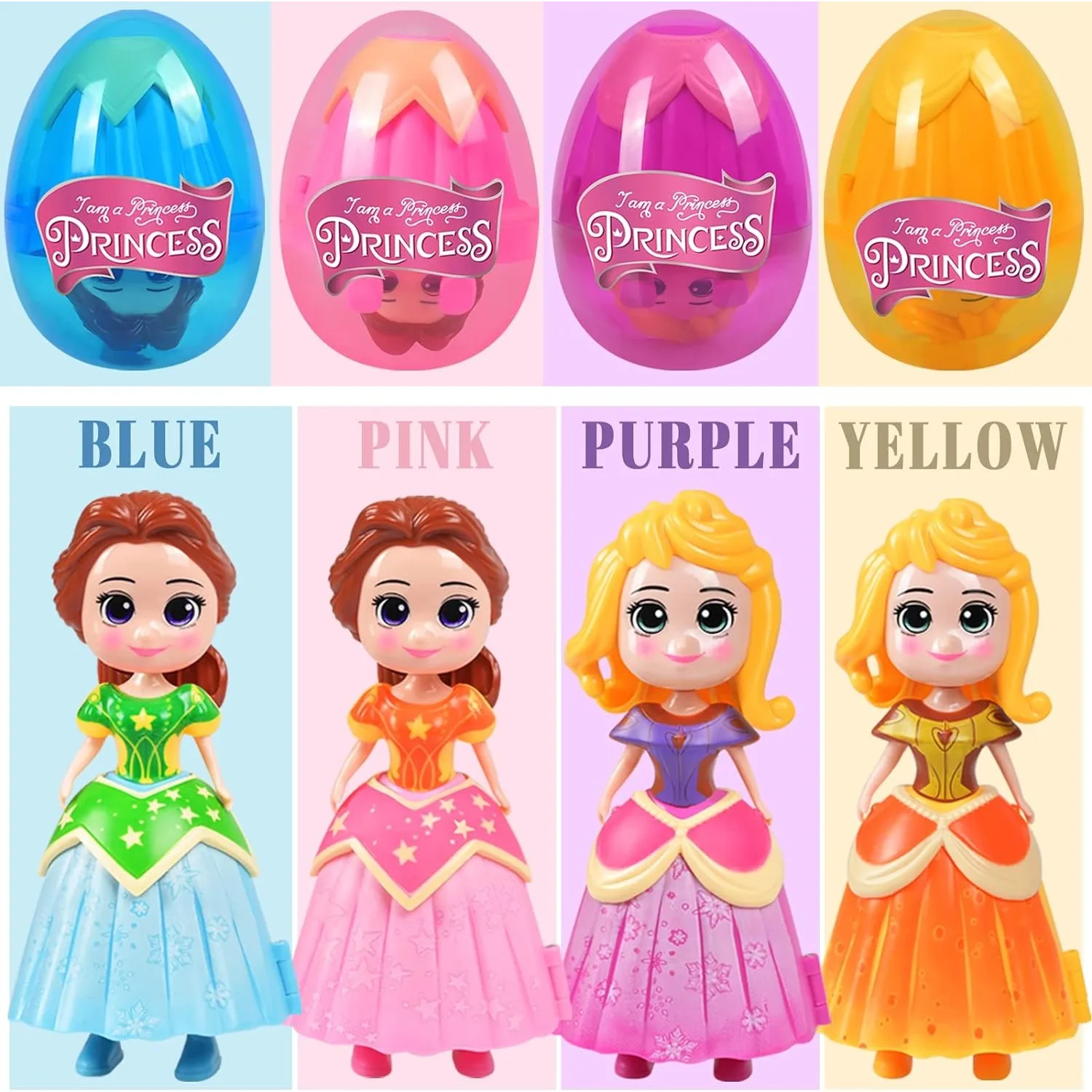 1/4 Pack Princess Deformation Prefilled Eggs Toys for Toddler Boys Girls Kids Basket Stuffers Gifts Easter Basket Filler Toys