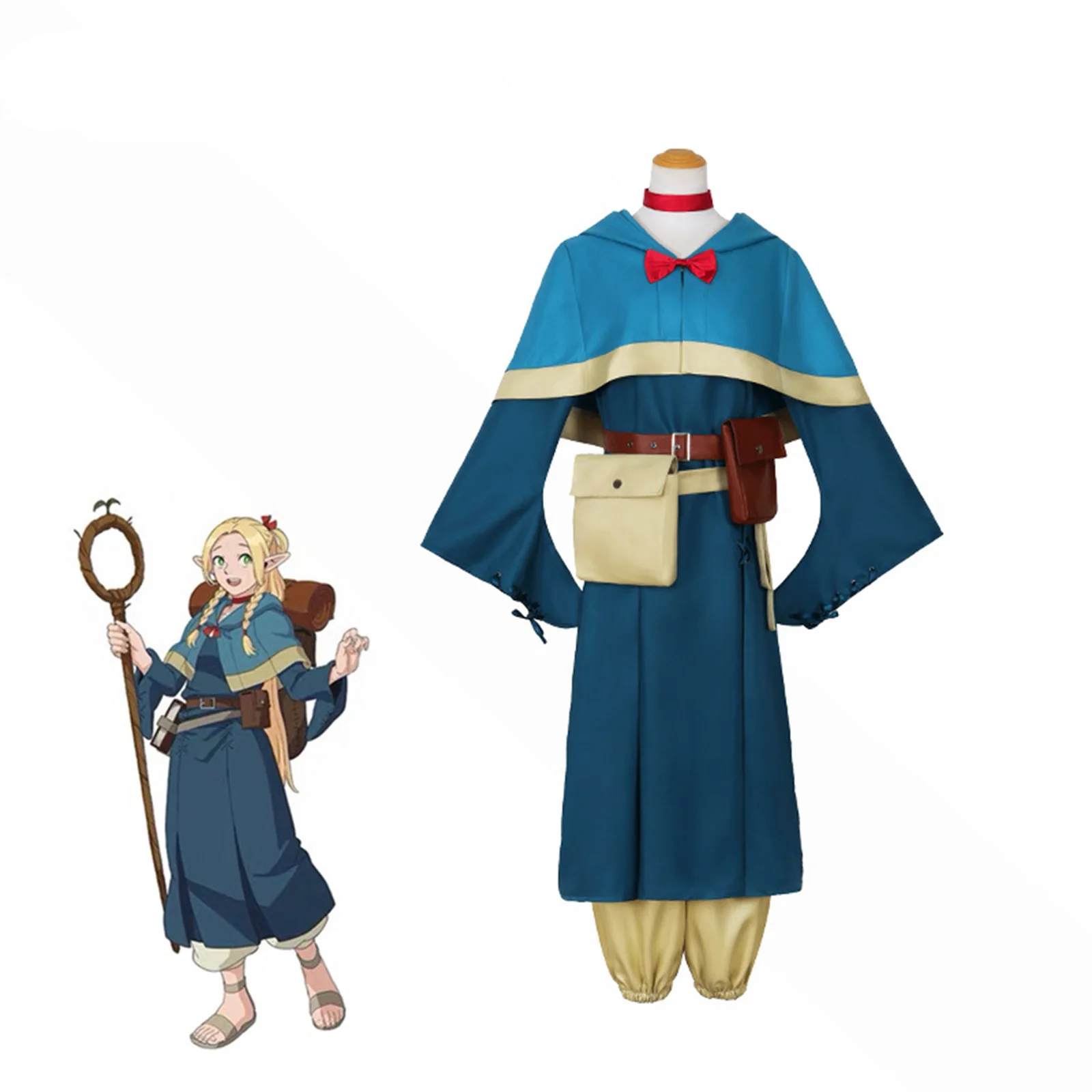 

Marcille Cosplay Anime Delicious in Dungeon Cosplay Costume Marcille Donato Role Play Dress Wigs Women Elven Mage Outfits