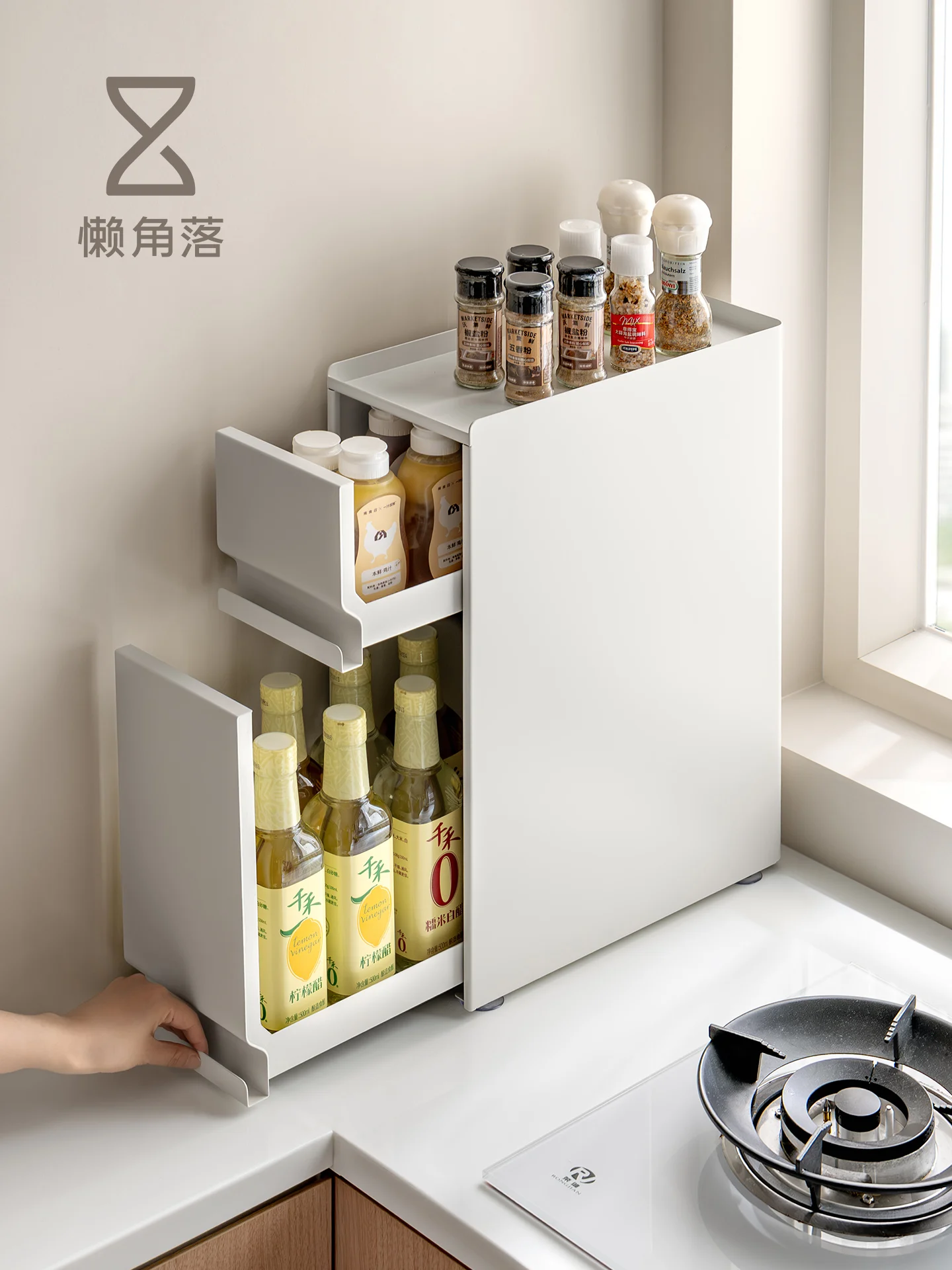 

Multi-Functional Multi-Layer Kitchen Storage Rack Lazy Corner Spice Organizer Iron Material for Desktop