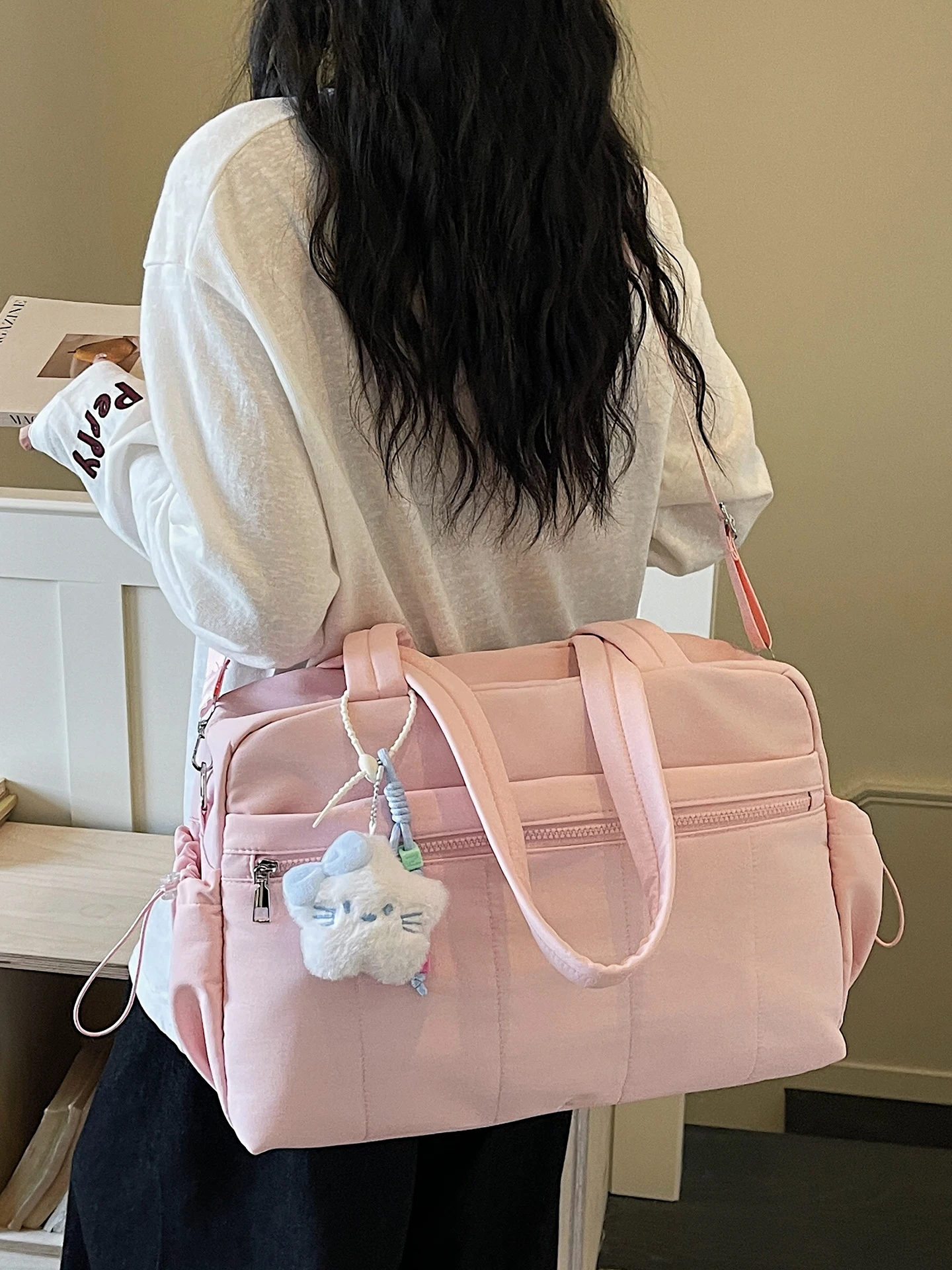 large-capacity-fitness-bag-women's-sports-travel-bag-handheld-storage-bag-wet-and-dry-separation-travel-luggage-bag