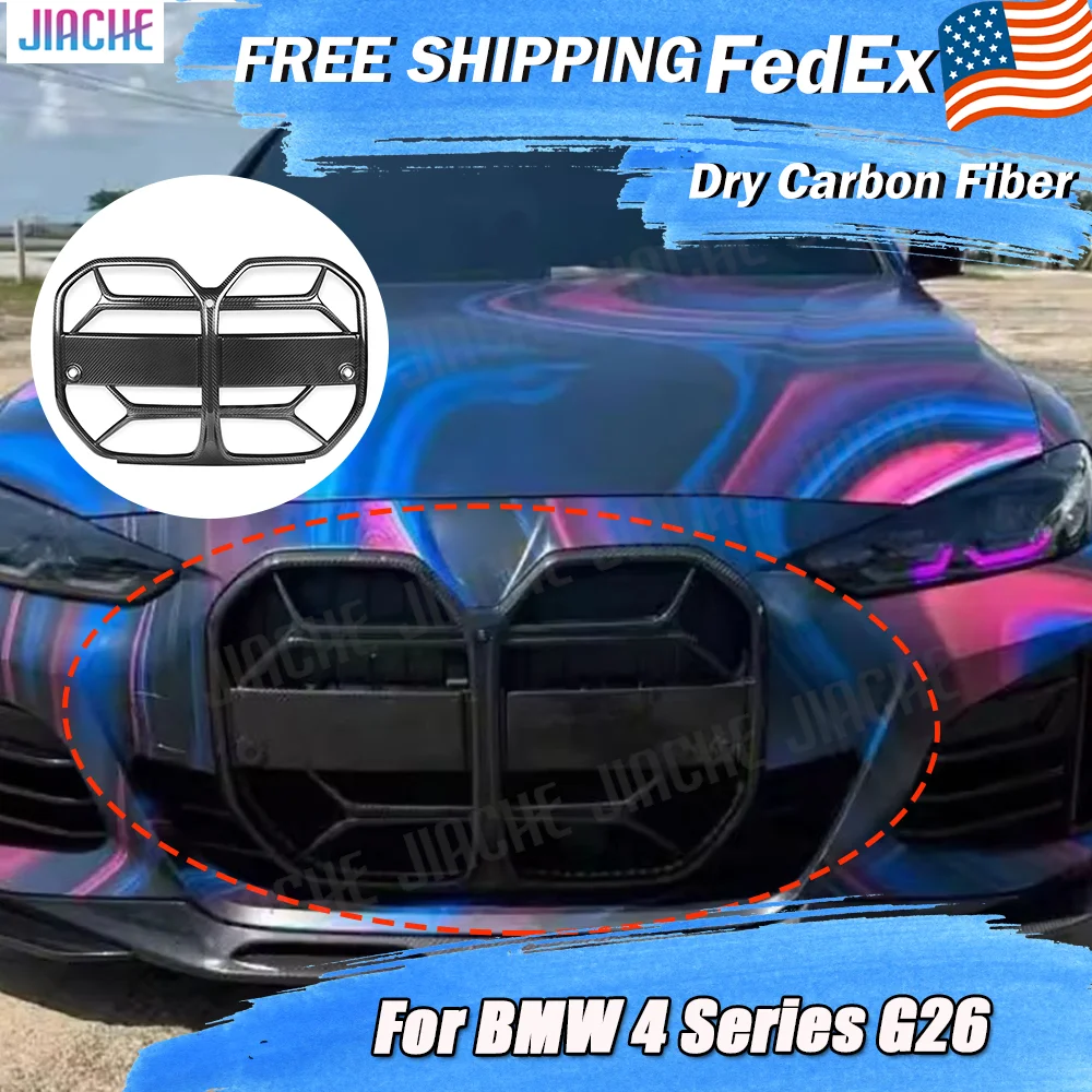 

Сухие гоночные грили из углеродного волокна, сетчатые обвесы для BMW 4 серии G26 M Sport Sedan 2020+, сетчатый передний бампер, автомобильные аксессуары