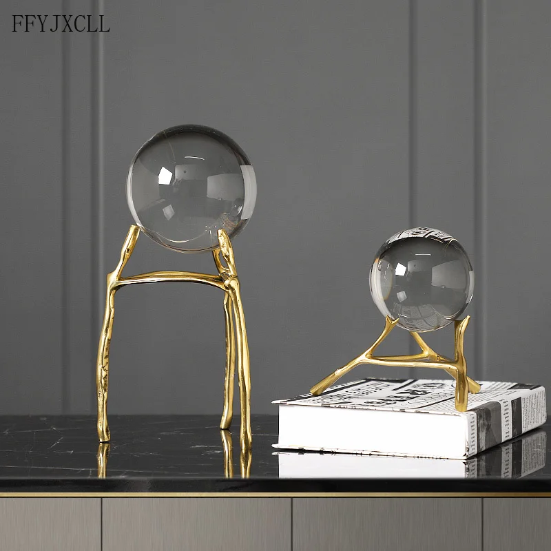 

Creative Crystal Ball Light Luxury Brass Decoration Living Room Art Desktop Furnishing Nordic Simple Wine Cabinet Home Decoratio