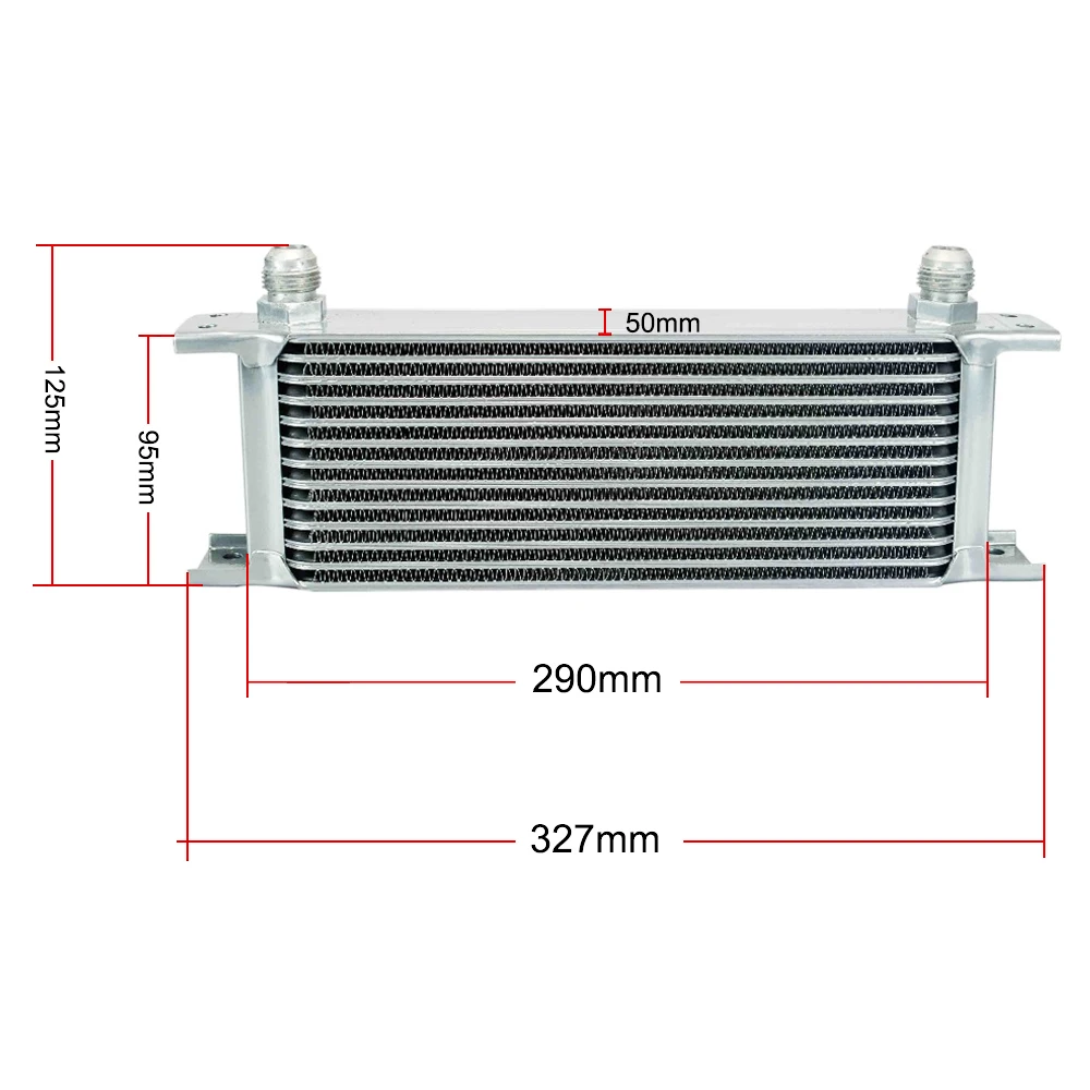 AN10 Universal 13 Rows Oil Cooler Kit + Oil Filter Sandwich Adapter + Staingless Steel Braided AN10 Fuel Hose Connector