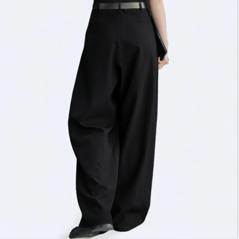 WVGA Spring Summer New Men Soild Color Loose Straight Casual Suit Pants Draped Design Niche Stylish Wide-leg Trousers Ins W27452