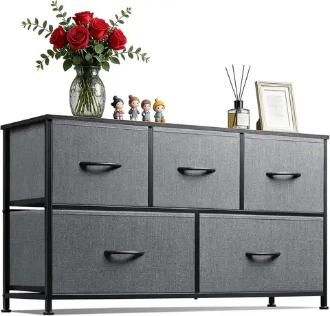 5-Drawer Fabric Chest of Drawers Sturdy Metal Frame 100cm Wide Ample Storage for Bedroom, Dressing Room, Hallway