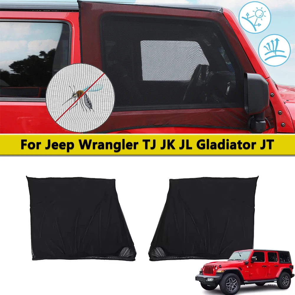 Side Front Window Insect Proof Shade Net Mesh Sun Shade for Jeep Wrangler TJ JL JK Gladiator JT 1997-2025 Parts Cars Accessories