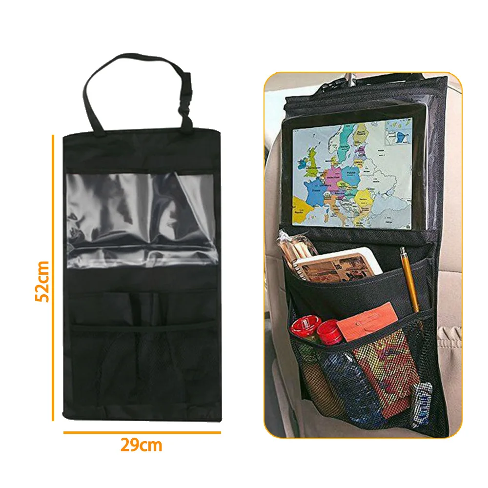 Car Back Seat Organizer with Touch Screen Tablet Holder Automatic Storage Pocket Protector for Travel