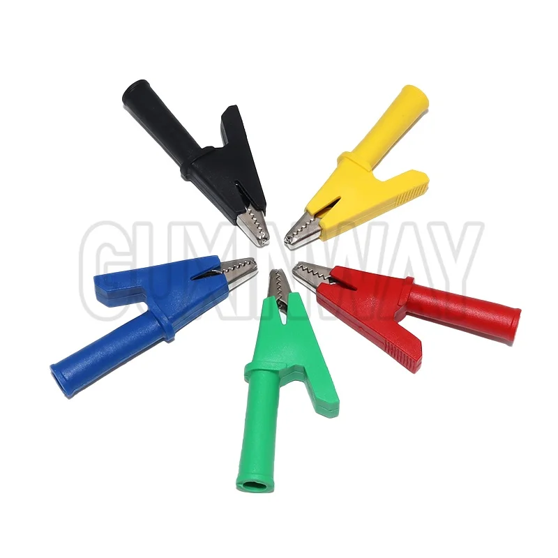 5PCS 10MM Opening With 4MM Jack Safety Crocodile Clamps For Banana Plug Or Welding Pure Copper Insulated Test Alligator Clip