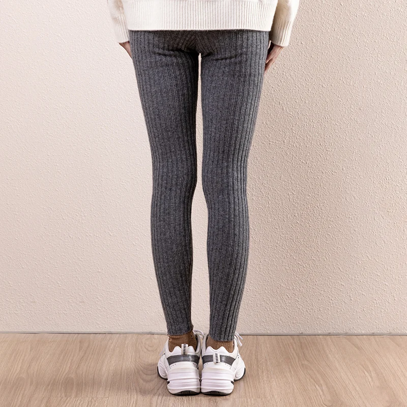 pure cashmere leggings for women in autumn and winter, tight, tight-fitting, tight-fitting, knitted, seamless high-waisted pants