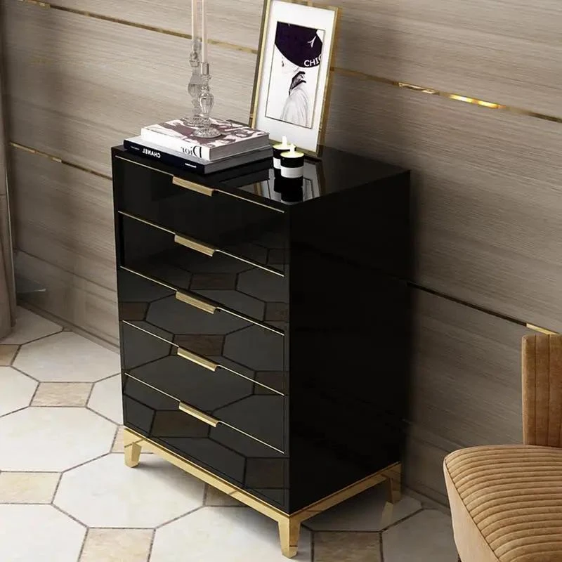 

Light Luxury Chest Of Drawers Small Apartment Living Room Storage Cabinet Simple Modern Black Sideboard Hallway Furniture