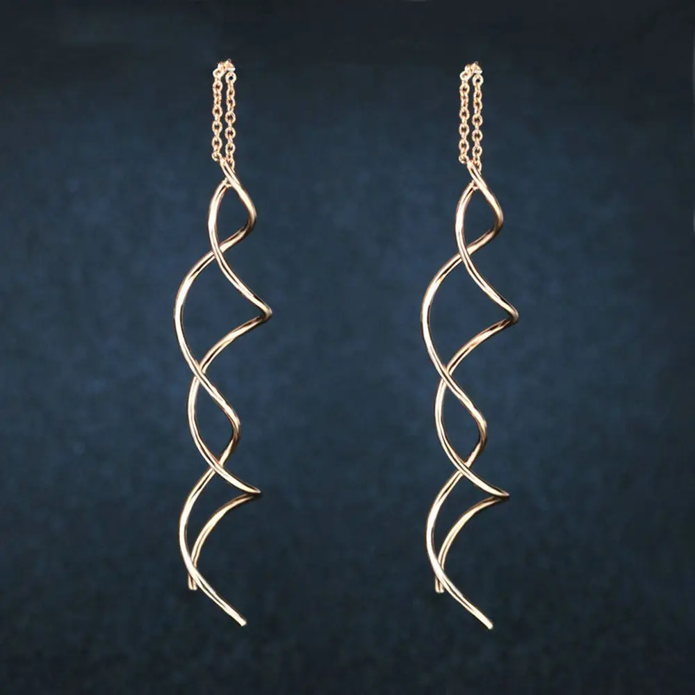 For Women Retro Long Line Statement Tassel Twisted Drop Earrings Ear Studs Ear Line Jewelry