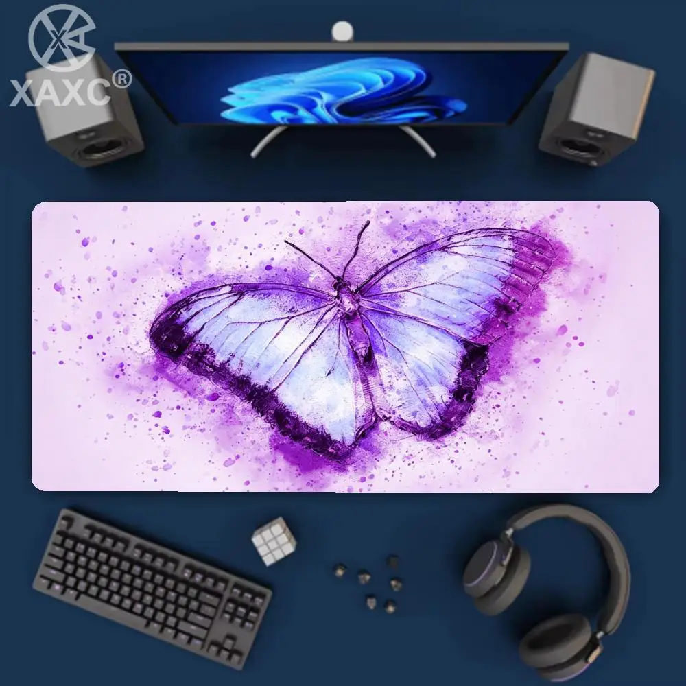 Purple Butterfly Fantasy Mouse Pad Magical Floral  Butterfly Desk Mat Non-Slip Rubber Base Large Extended Gaming XAXC
