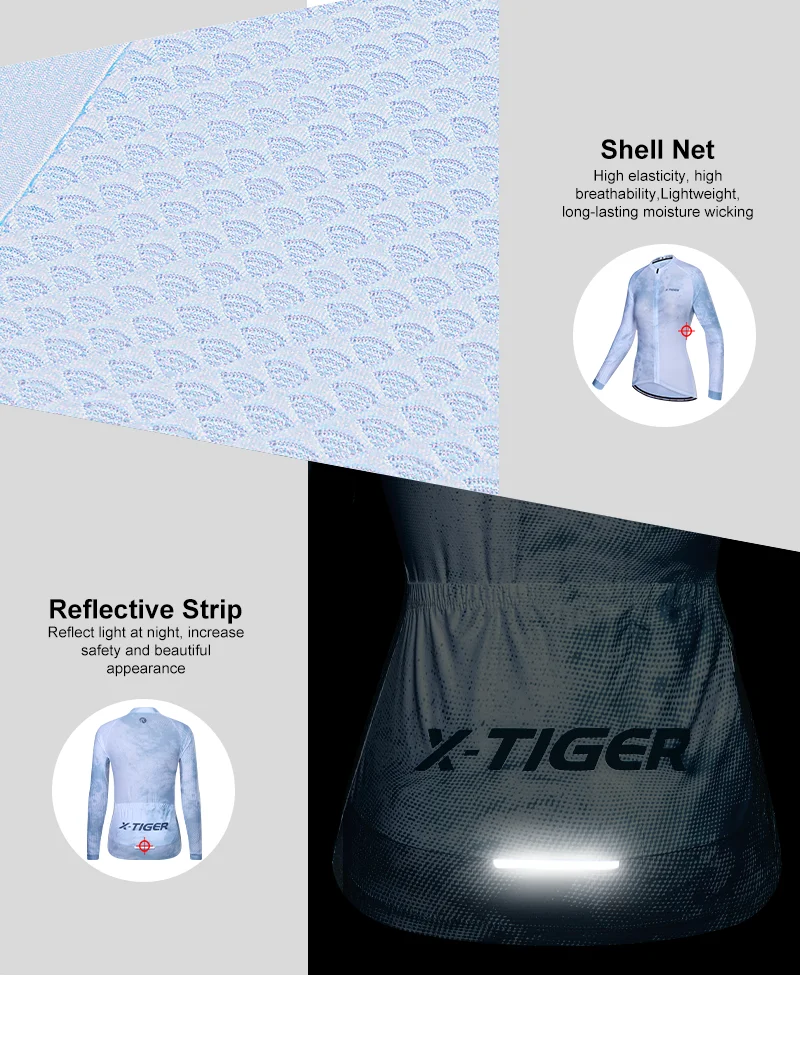 X-Tiger Woman\'s Cycling Jerseys Spring Long Sleeve Breathable Bike Clothes Maillot Ropa Ciclismo Hombre Bicycle Cycling Clothing