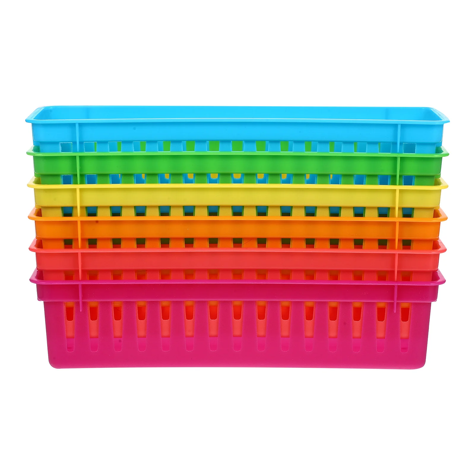 

6 Pcs Cubes Plastic Desk Pencil Holder Stationery Basket Colorful Classroom Supplies Storage Lanyard