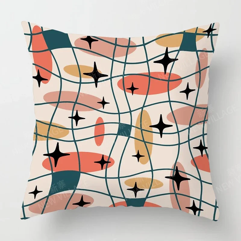 Wave-shaped colorful pattern throw pillow cover with short plush print living room sofa decoration cushion cover pillow covers