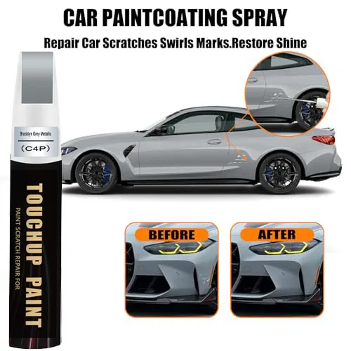 Brooklyn Grey Metallic(C4P) Touch Up Paint for BMW, Car Paint Pen Scratch Repair Two-In-One Touch Up Paint