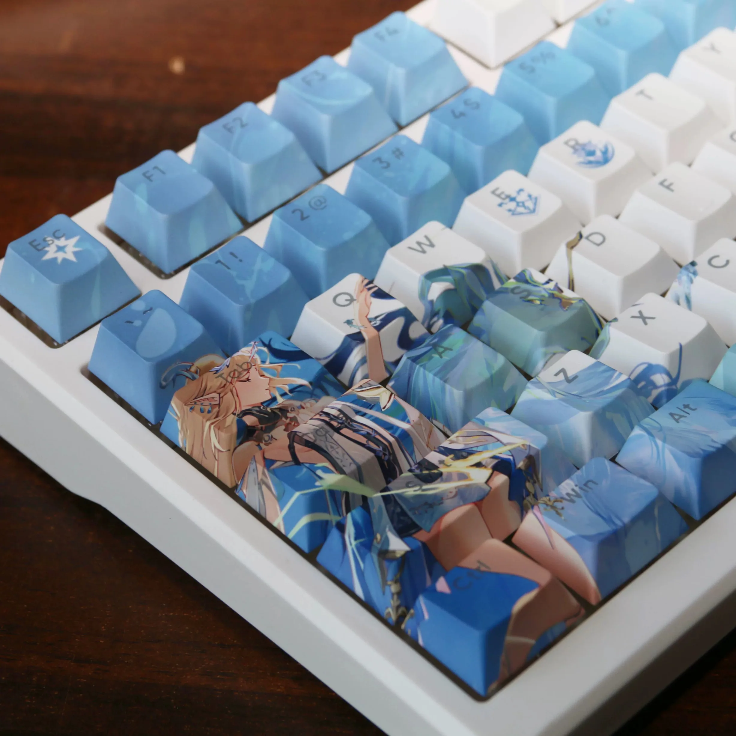 Klawisze Cartethyia Anime Keycap Wuthering Waves PBT DYE Sublimation Cherry Keycaps Cartoon Gaming Cartethyia Key Cap do klawiatur 104 108 — zdjęcie produktu 2