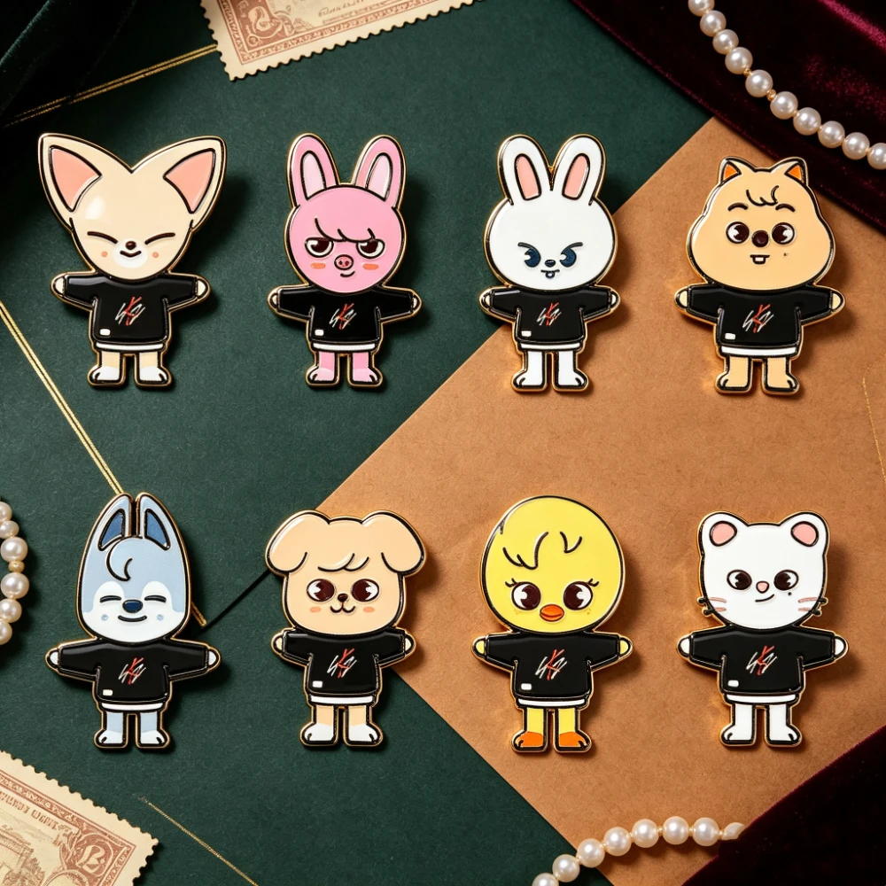 8pcs Cute Cartoon Animal Enamel Pins Set, 8Pcs Kawaii Character Brooch Badges, Metal Lapel Pin for Backpack Clothing Jacket, Fas