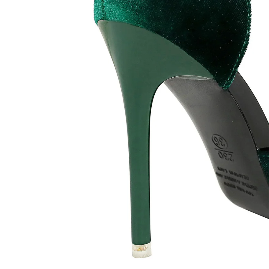 نمط مأدبة أحذية نسائية كعب رقيق عالية الكعب Xishi المخملية سطح الفم الضحلة رئيس الجانب جوفاء خارج حذا فردي للسيدات