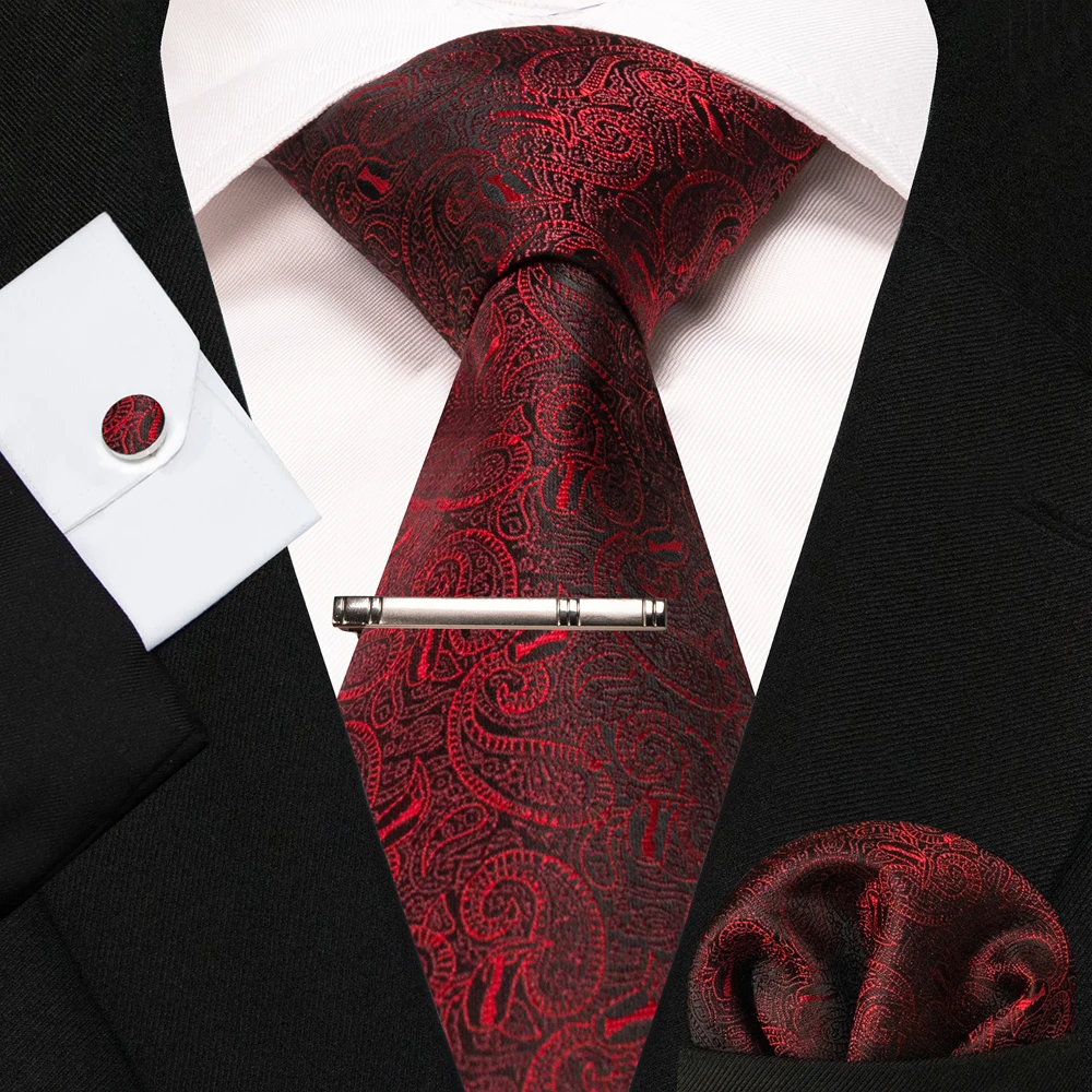 8cm Seidenkrawatten für Herren, grün-schwarze Krawatten, kariert, gestreift, Krawatten-Set mit Einstecktuch, Manschettenknöpfen und Krawattenklammern, für Hochzeit, Business, Party. – Detail 26