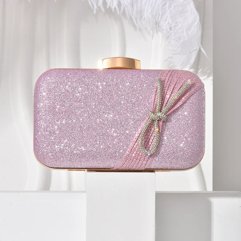 

Elegance Annual Party Square Evening Bag Evening Bag Lady Butterfly Appliques Wedding Clutch with Long Chain Glitter Purses