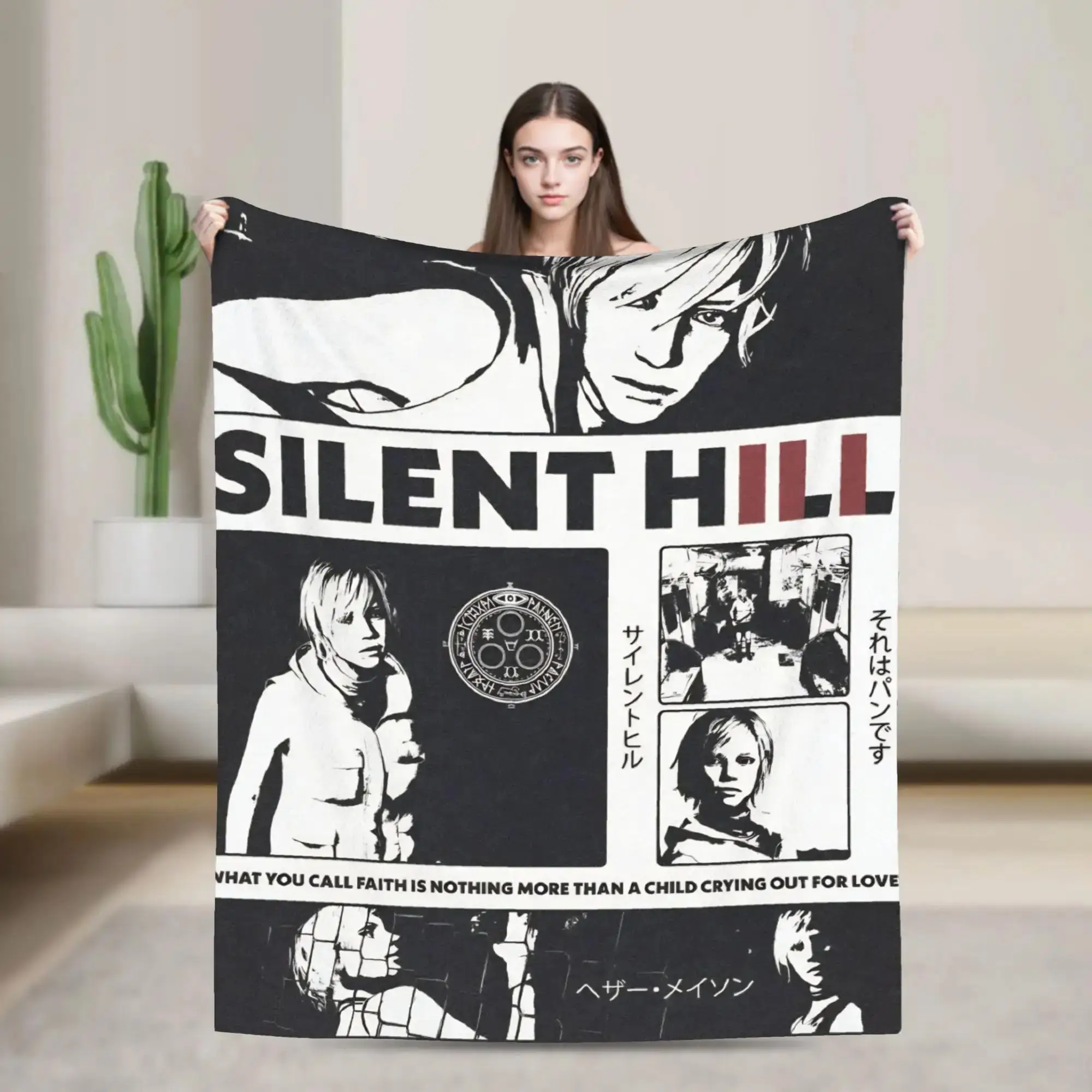 

Плед Silent Hill: Супертеплое, эстетичное плюшевое покрывало для пикника на природе, фланелевое покрывало на кровать