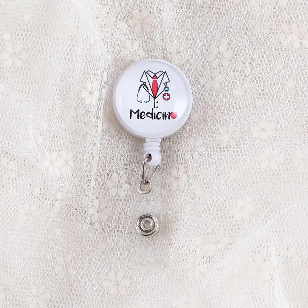 Hospital Students ID Card Medicine Cartoon Nurse Doctor Retractable Badge Reel Name Card Holder Badge Holder