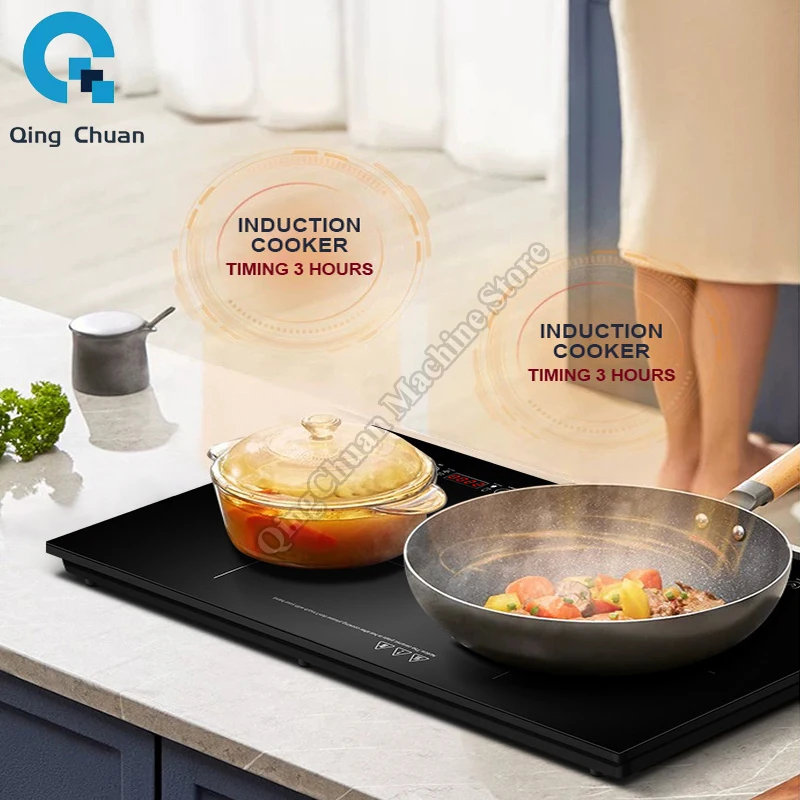 Cocina de Inducción de doble extremo para el hogar, horno doble integrado, multifuncional, de alta potencia, comercial