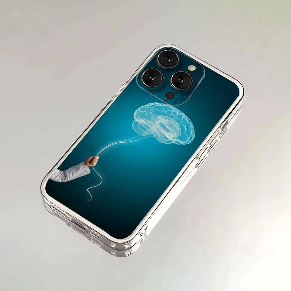 Casing HP Motif Otak untuk iPhone 6,16,15,14,13,12,11,17 Pro,Max,Plus,X,XS,XR,SE,Mini Transparan Bahan Lembut