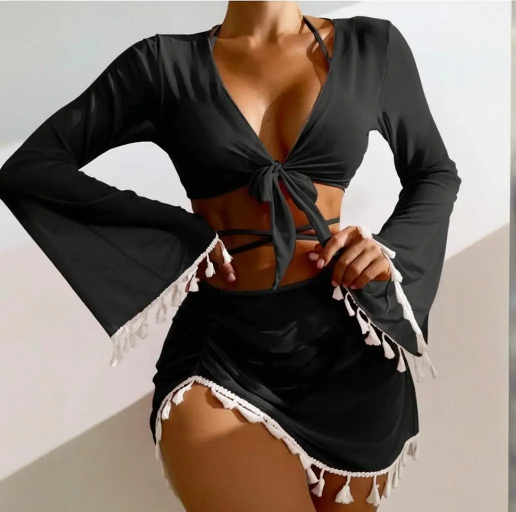 Swimwear Woman  Swimsuit Cover Up Bikini Sets Uv Protective Tunic Outfit Women Beachwear Cover-Ups Sarong Cape Suit