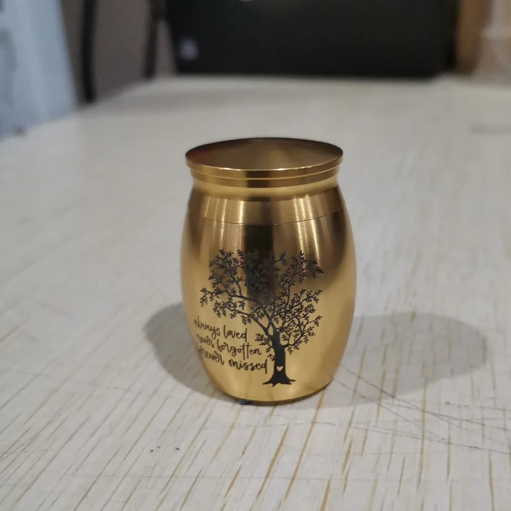 

Aluminum Alloy Pet Ashes Container Tree Pattern Waterproof Dog Cat Memorial Urn with Lid Dustproof Ashes Sealed Box Funeral
