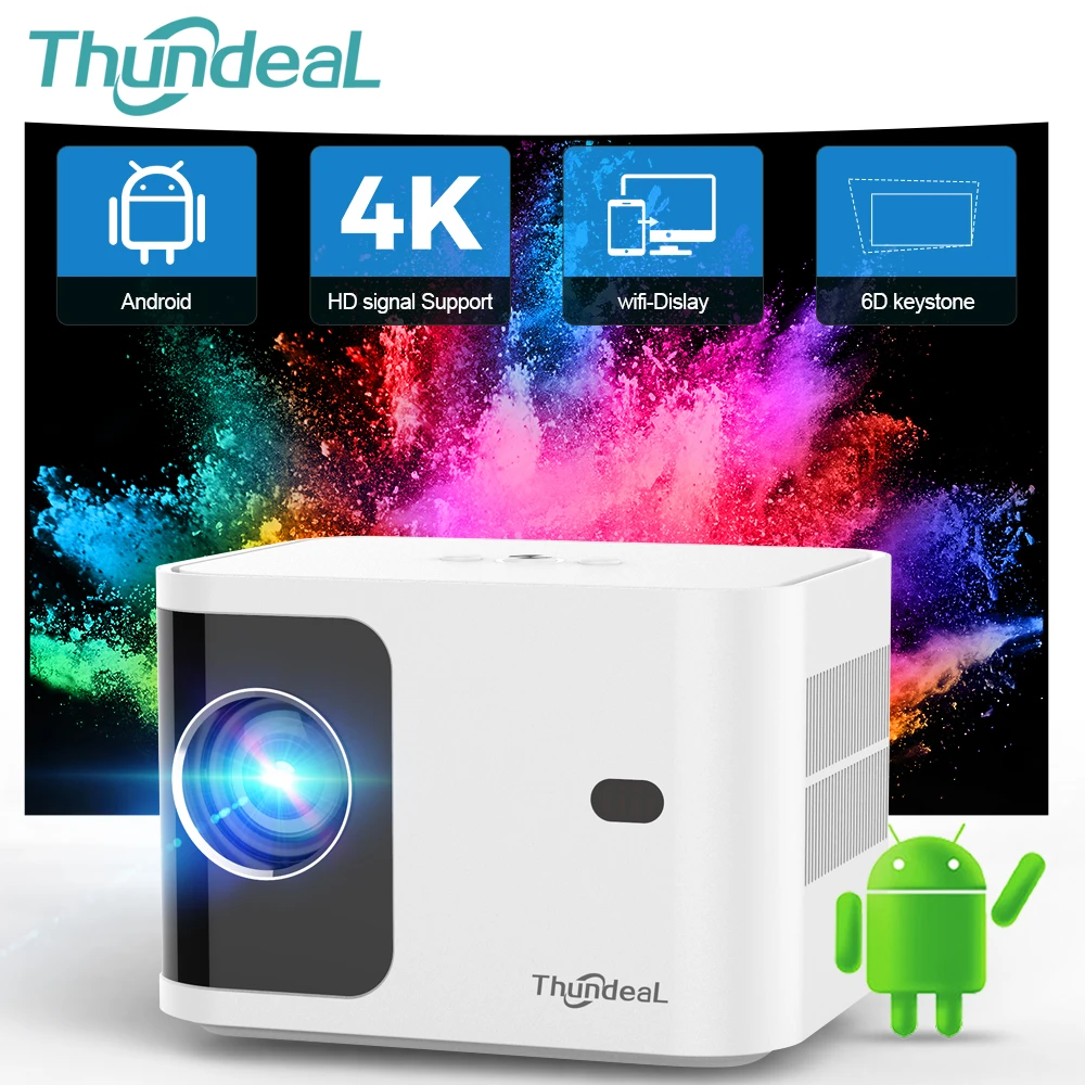 ThundeaL Portable Beam Projector TD91W for 720P Full HD 1080P Projector Android TV 3D 2K 4K Video Smart Home Theater Projector