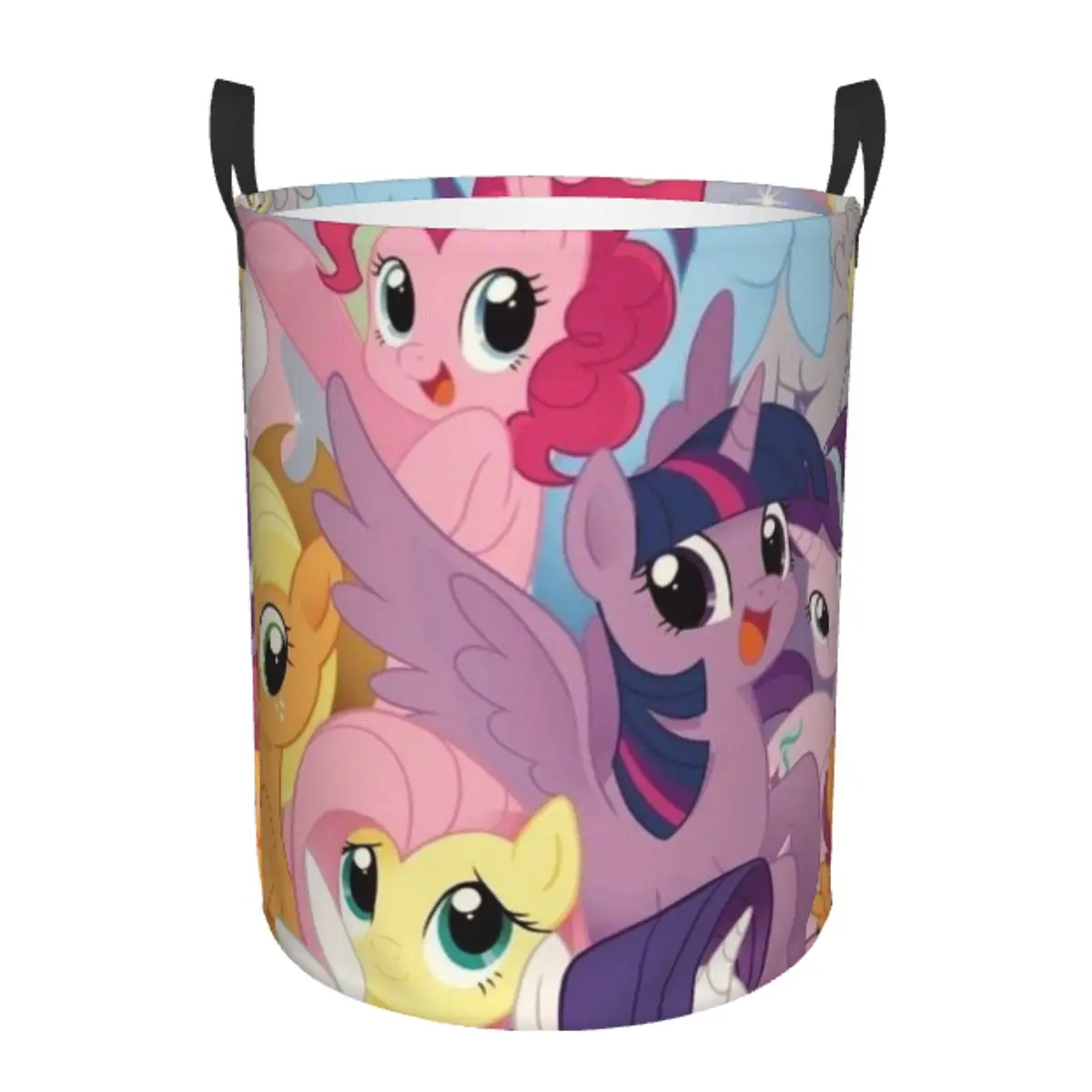 

Collapsible Round Single-Layer Laundry Basket My Little Pony Portable Dirty Clothes Hamper for Bathroom, Bedroom, and Laundry